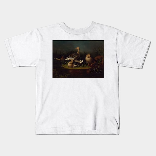 Greylag Geese, Copy After Ferdinand Von Wright by Magnus von Wright Kids T-Shirt by Classic Art Stall